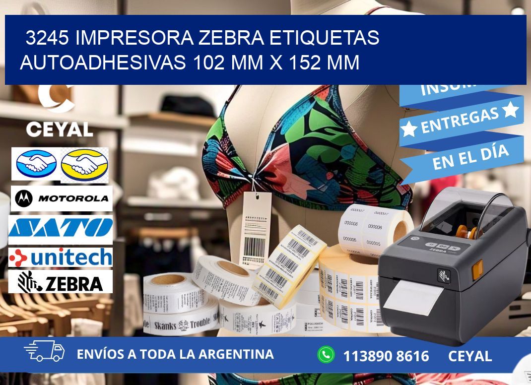 3245 impresora zebra etiquetas autoadhesivas 102 mm x 152 mm