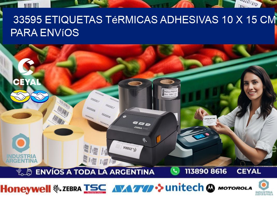 33595 Etiquetas Térmicas Adhesivas 10 x 15 cm para Envíos
