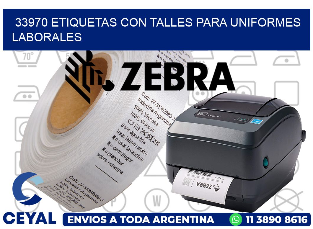 33970 etiquetas con talles para uniformes laborales