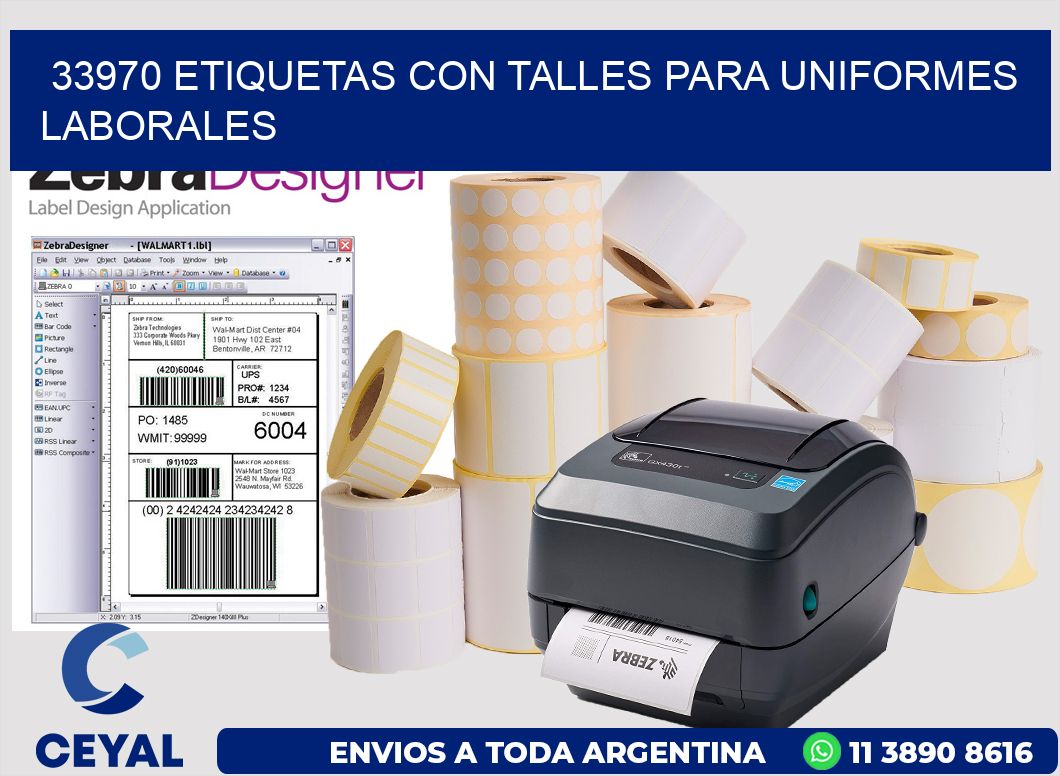 33970 etiquetas con talles para uniformes laborales