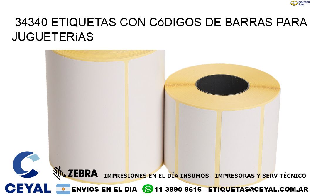 34340 etiquetas con códigos de barras para jugueterías