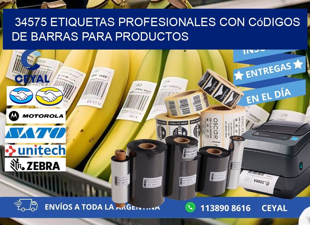 34575 Etiquetas profesionales con códigos de barras para productos