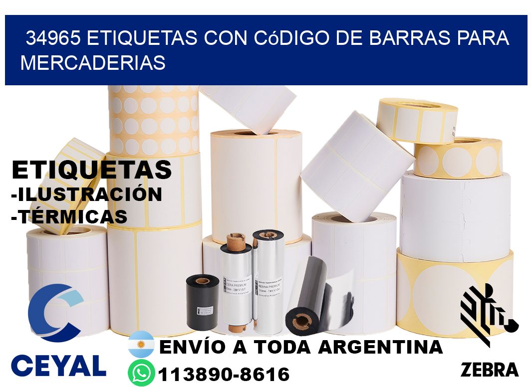 34965 etiquetas con código de barras para mercaderias