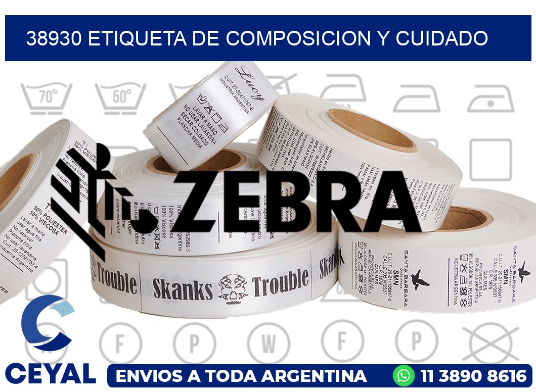 38930 etiqueta de composicion y cuidado