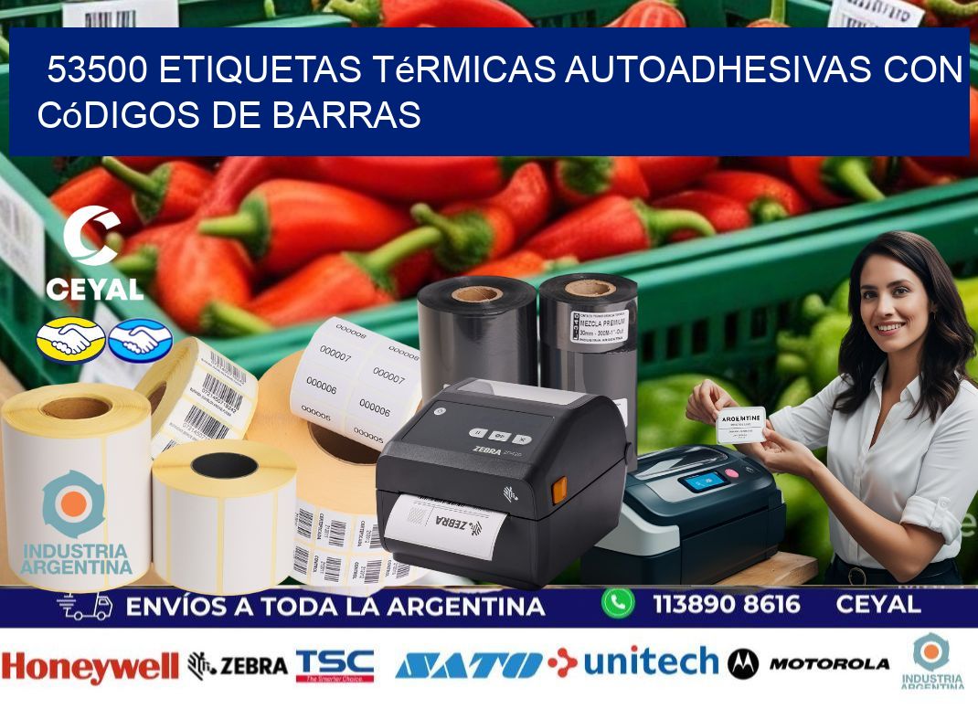 53500 Etiquetas térmicas autoadhesivas con códigos de barras