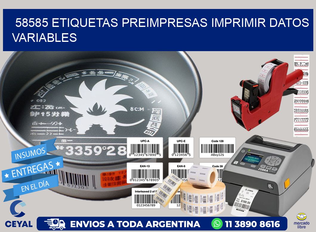 58585 Etiquetas preimpresas imprimir datos variables