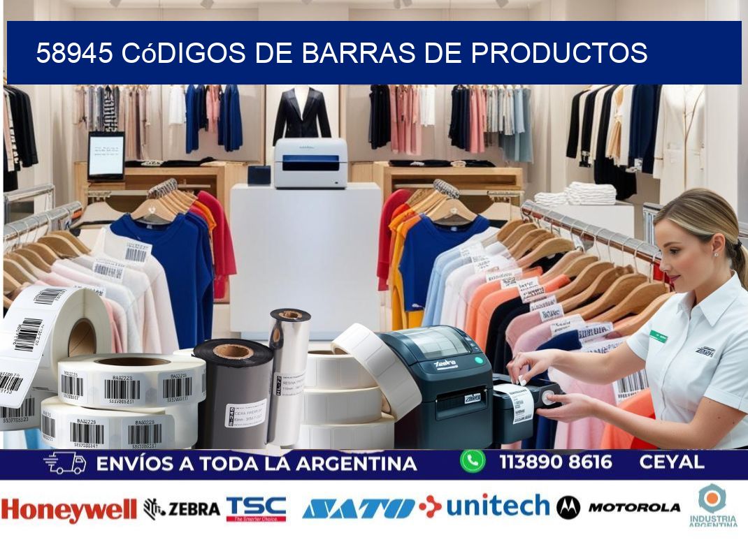 58945 Códigos de barras de productos