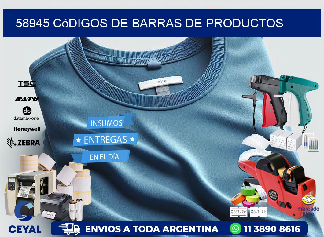 58945 Códigos de barras de productos