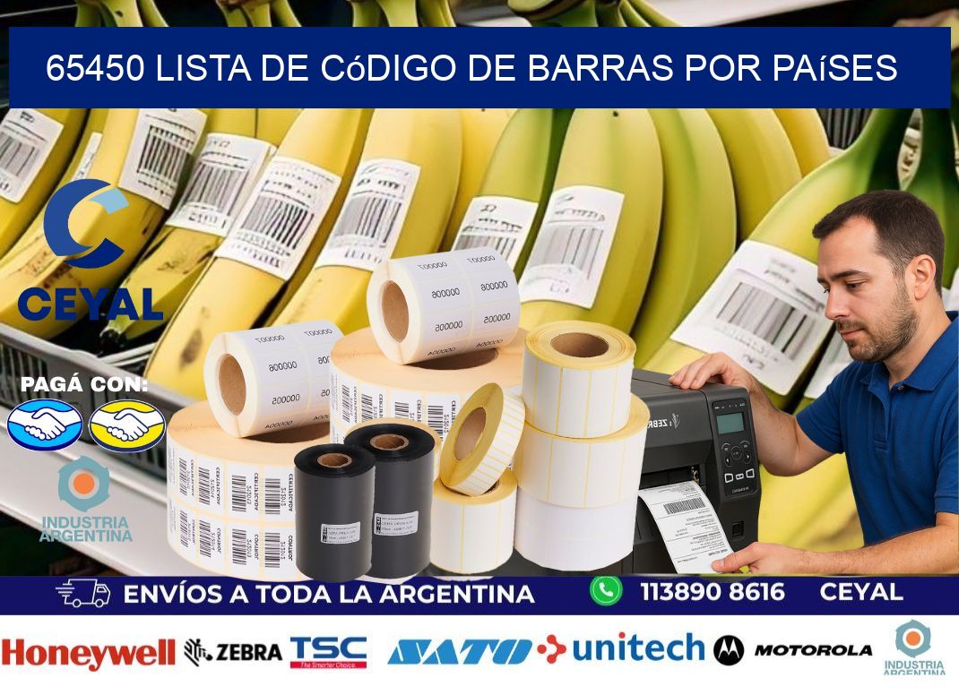 65450 Lista de código de barras por países