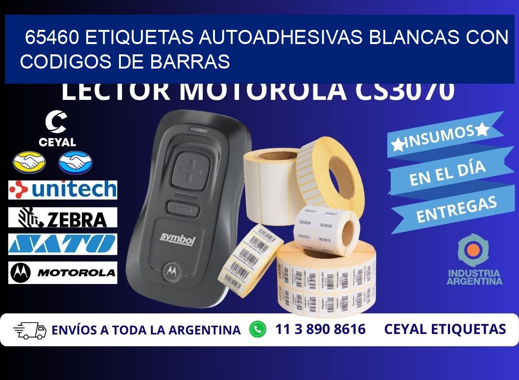 65460 etiquetas autoadhesivas blancas con codigos de barras