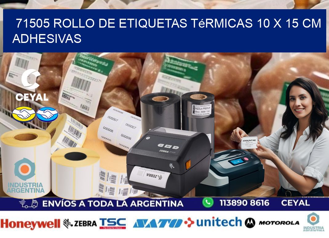 71505 Rollo de Etiquetas Térmicas 10 x 15 cm Adhesivas