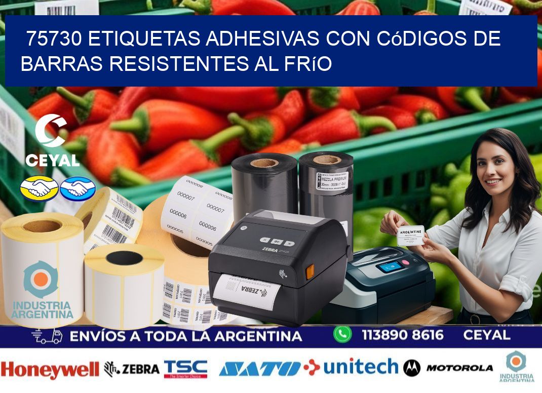 75730 Etiquetas adhesivas con códigos de barras resistentes al frío