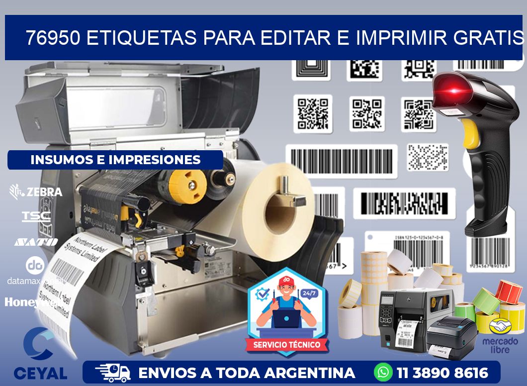 76950 Etiquetas para editar e imprimir gratis