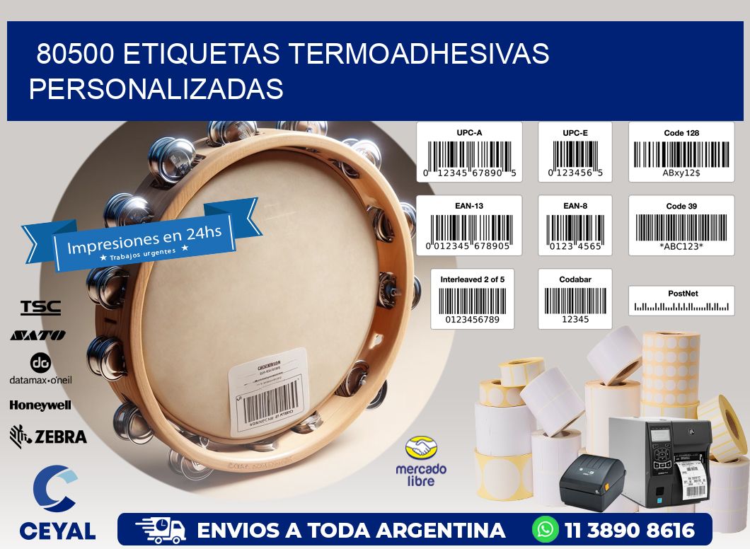 80500 Etiquetas termoadhesivas personalizadas