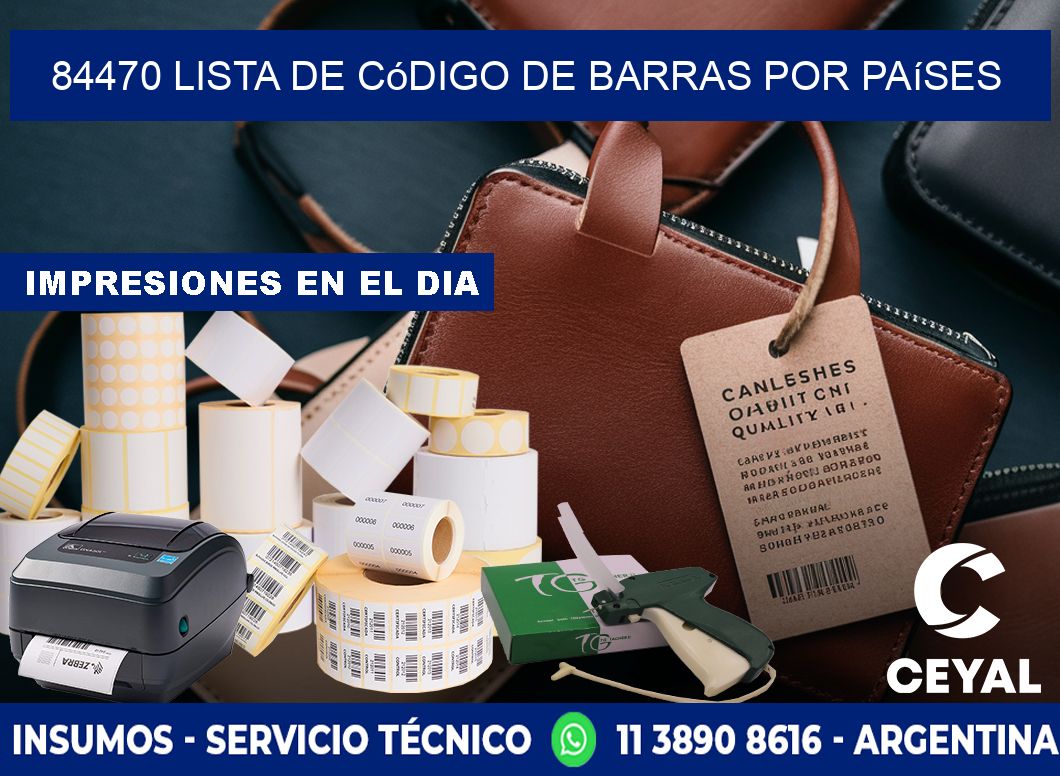 84470 Lista de código de barras por países