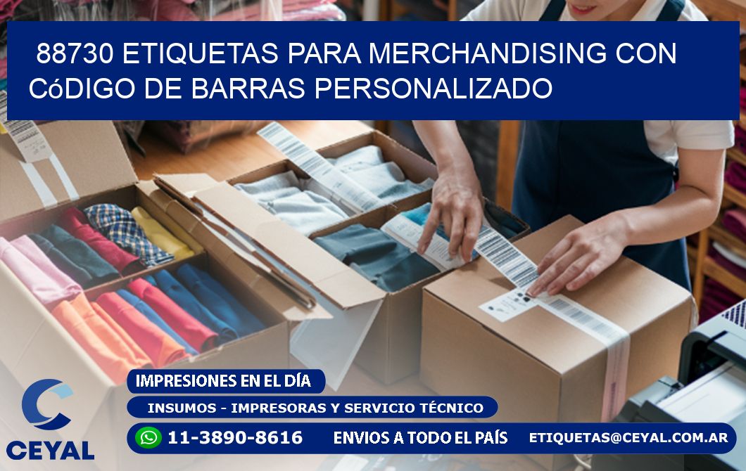 88730 etiquetas para merchandising con código de barras personalizado