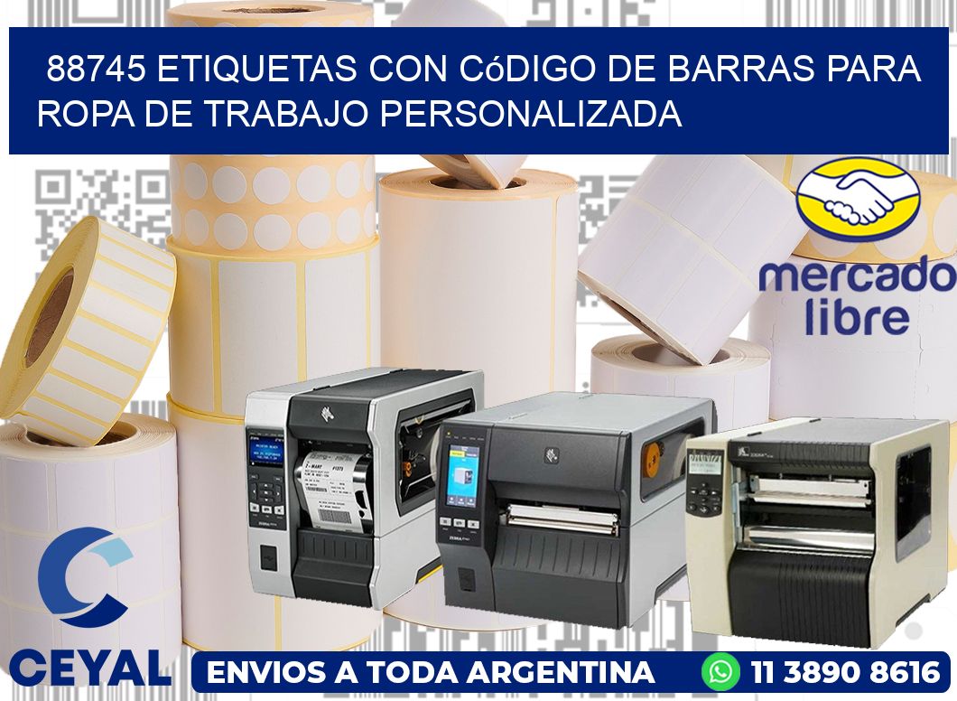 88745 Etiquetas con código de barras para ropa de trabajo personalizada