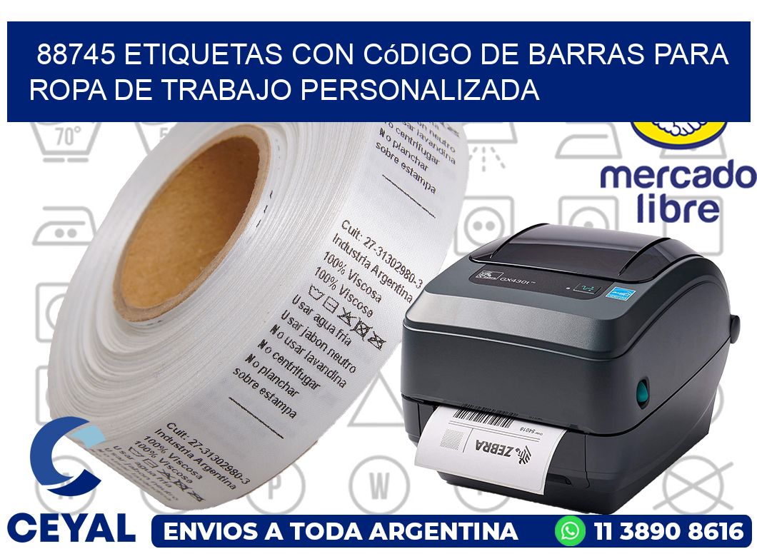 88745 Etiquetas con código de barras para ropa de trabajo personalizada