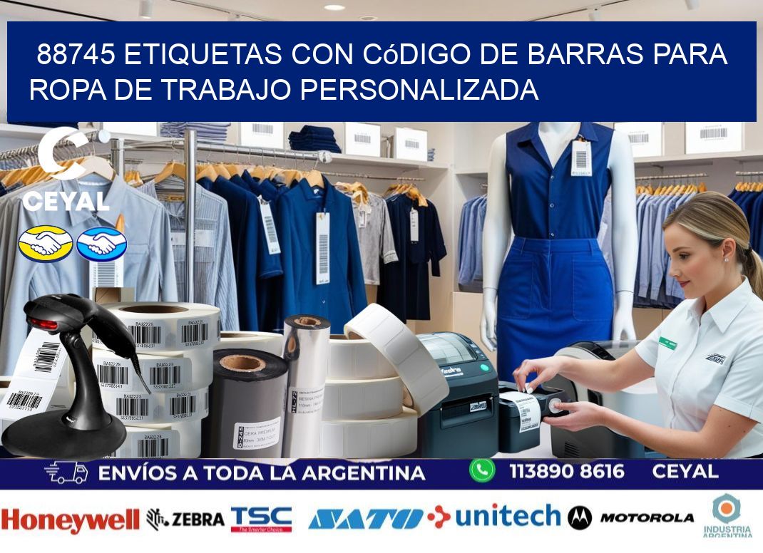 88745 Etiquetas con código de barras para ropa de trabajo personalizada