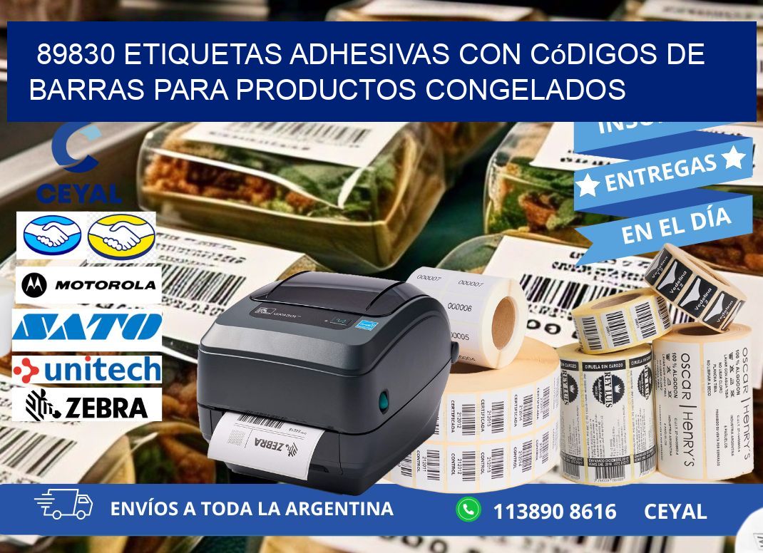 89830 Etiquetas adhesivas con códigos de barras para productos congelados