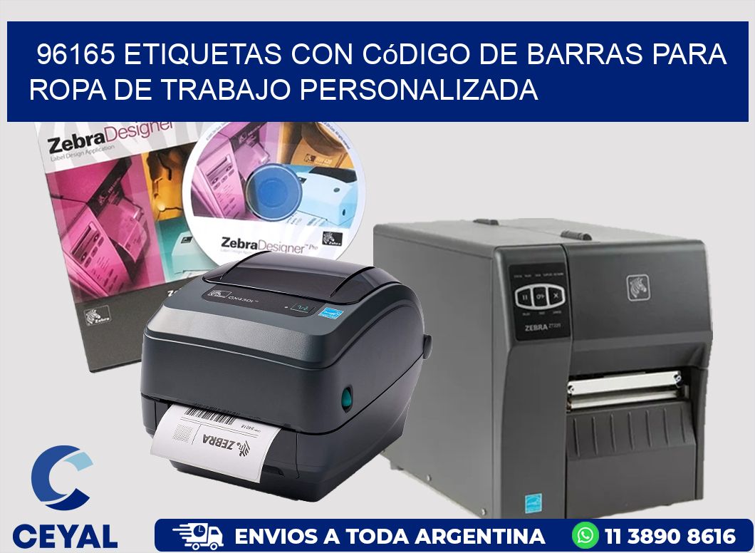 96165 Etiquetas con código de barras para ropa de trabajo personalizada