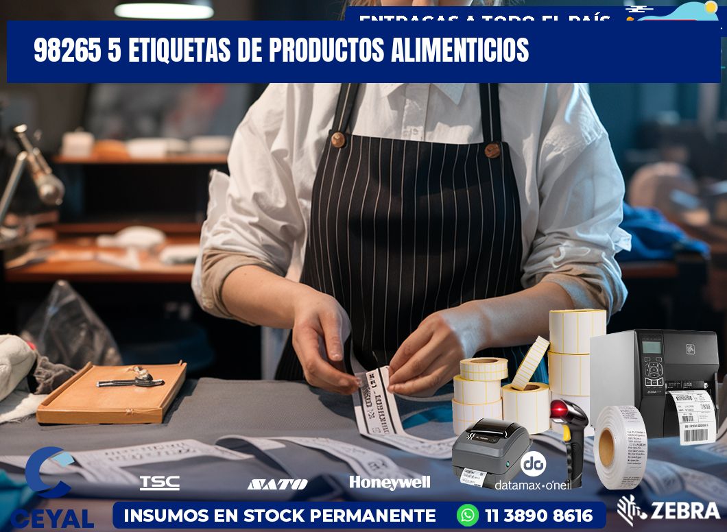 98265 5 etiquetas de productos alimenticios