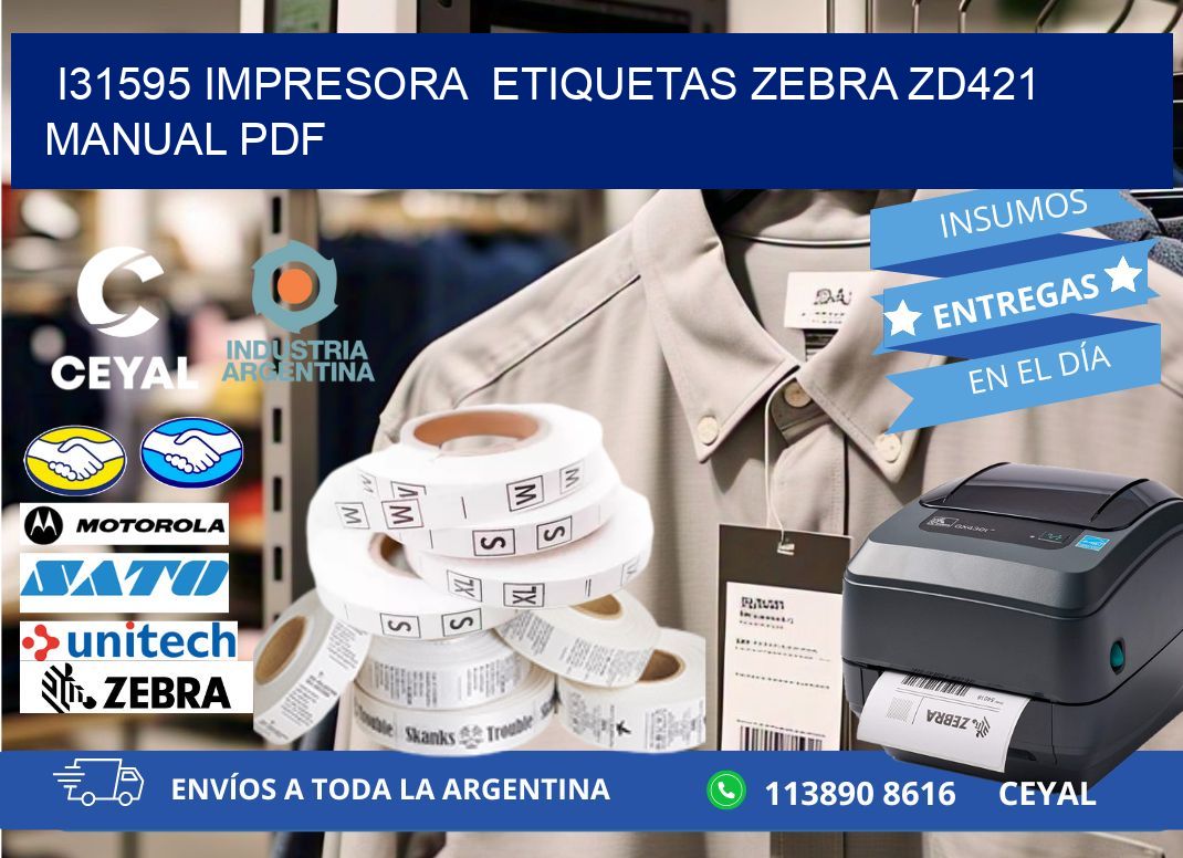 i31595 impresora  etiquetas Zebra ZD421 manual PDF