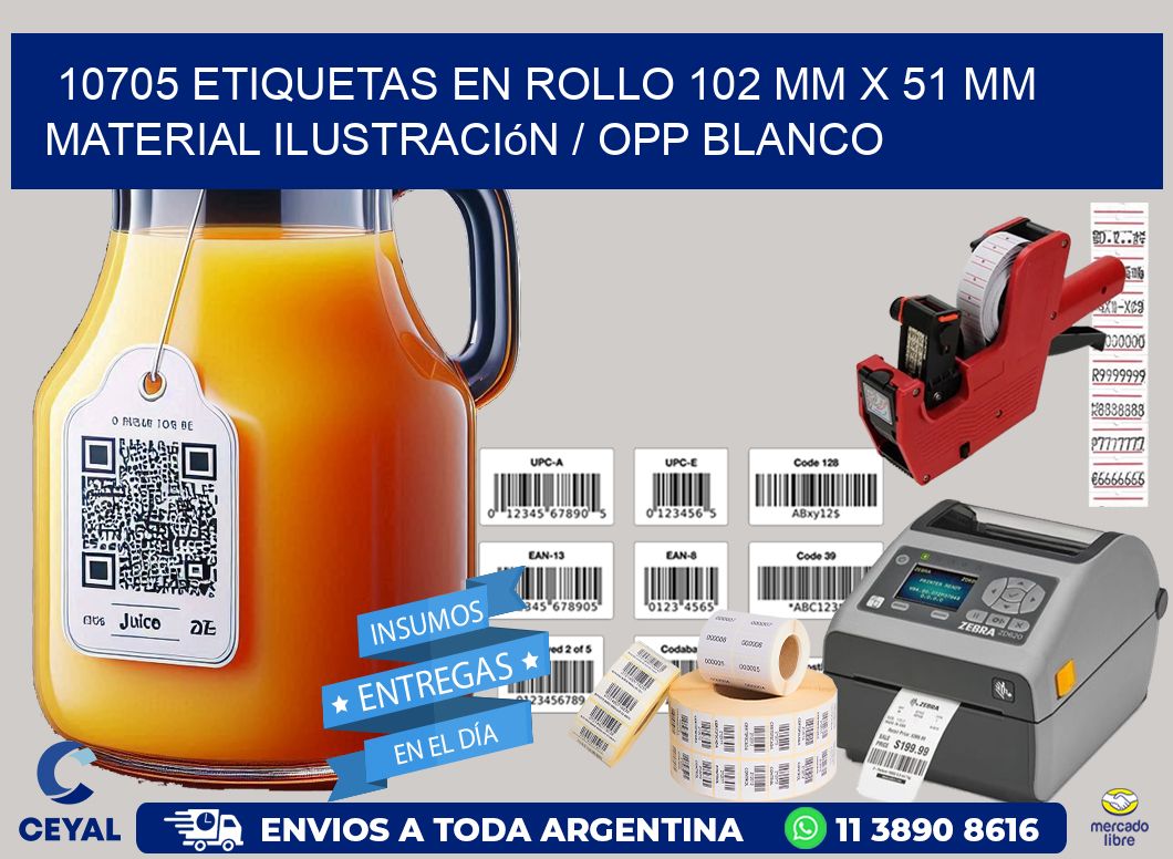 10705 Etiquetas en rollo 102 mm x 51 mm material Ilustración / OPP Blanco