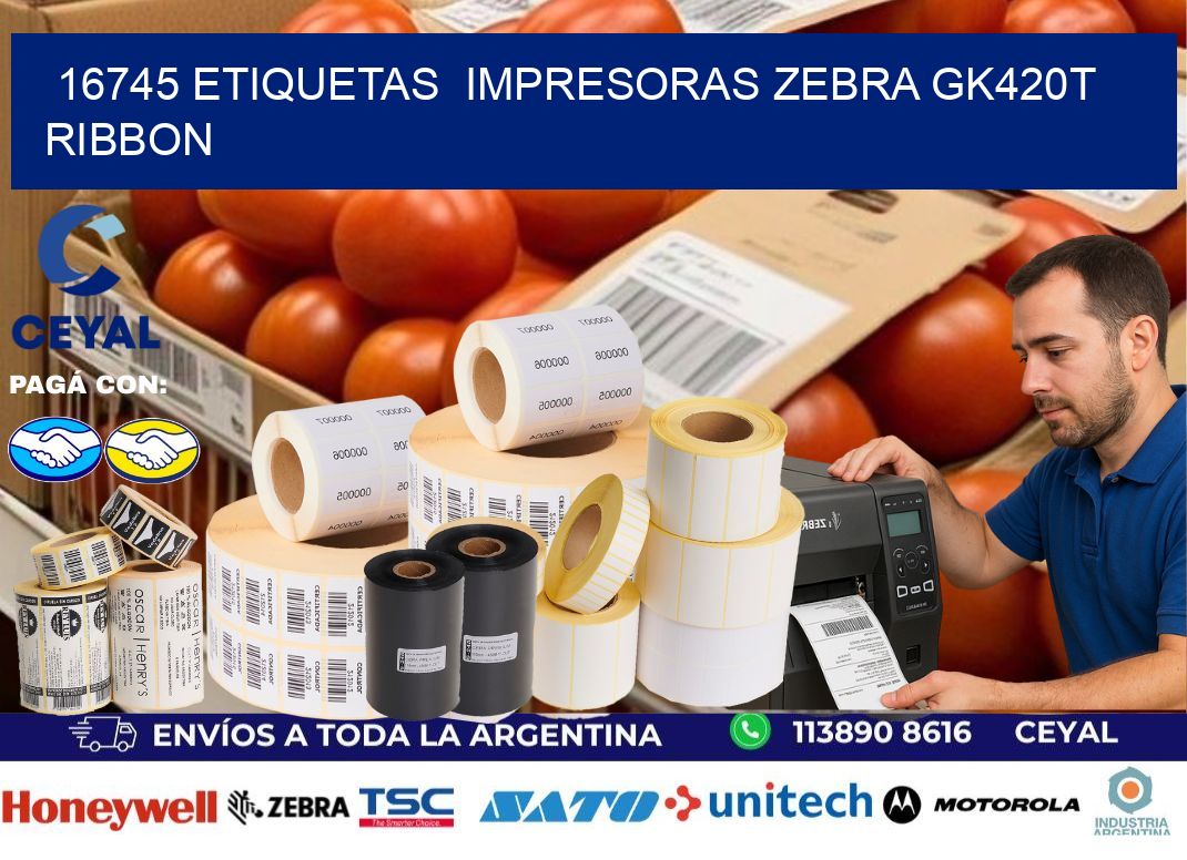 16745 Etiquetas  impresoras zebra gk420t ribbon