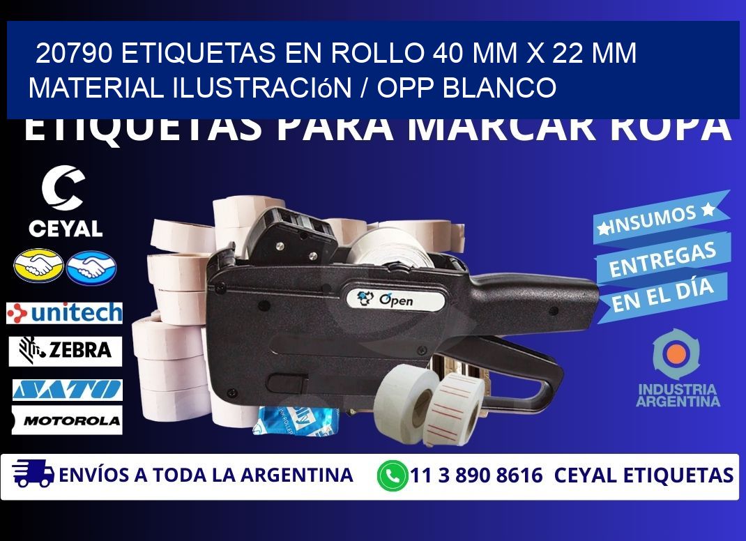 20790 Etiquetas en rollo 40 mm x 22 mm material Ilustración / OPP Blanco