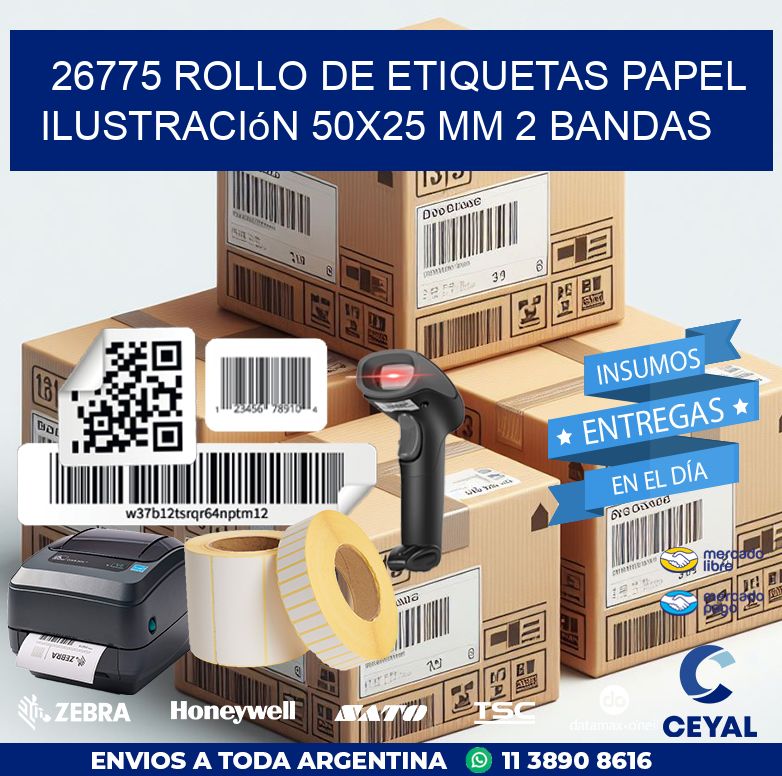26775 Rollo de Etiquetas Papel Ilustración 50x25 Mm 2 Bandas