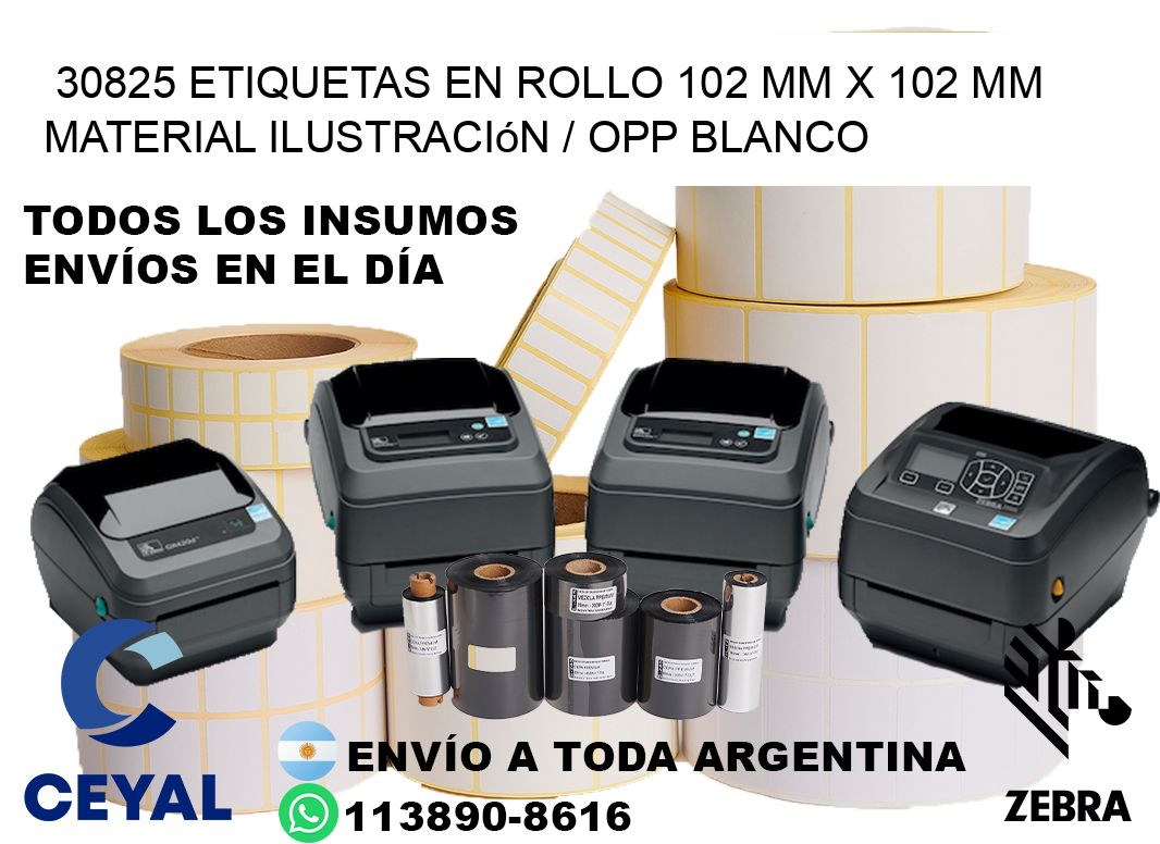 30825 Etiquetas en rollo 102 mm x 102 mm material Ilustración / OPP Blanco