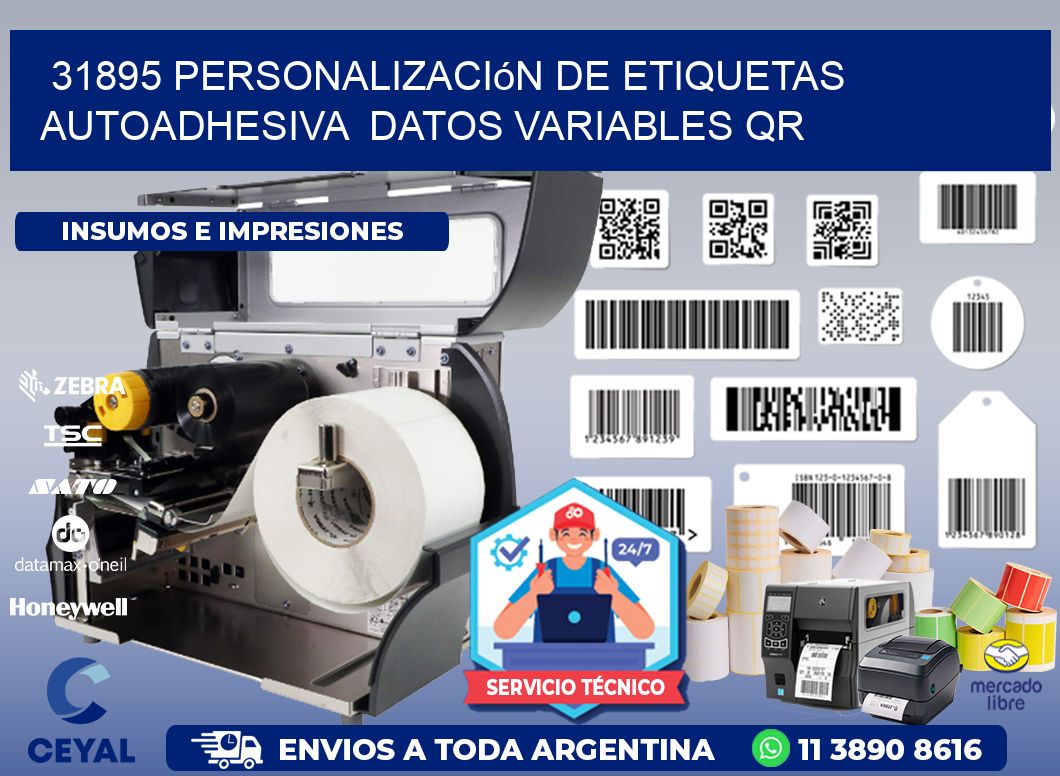 31895 Personalización de etiquetas autoadhesiva datos variables QR