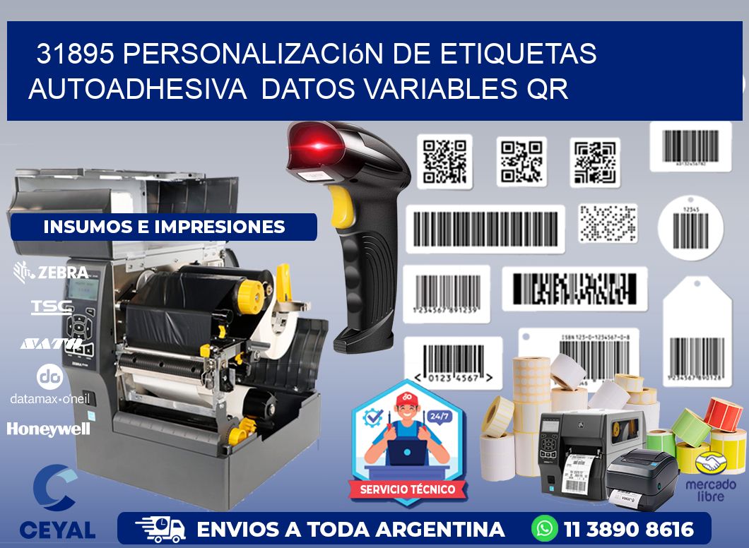 31895 Personalización de etiquetas autoadhesiva datos variables QR