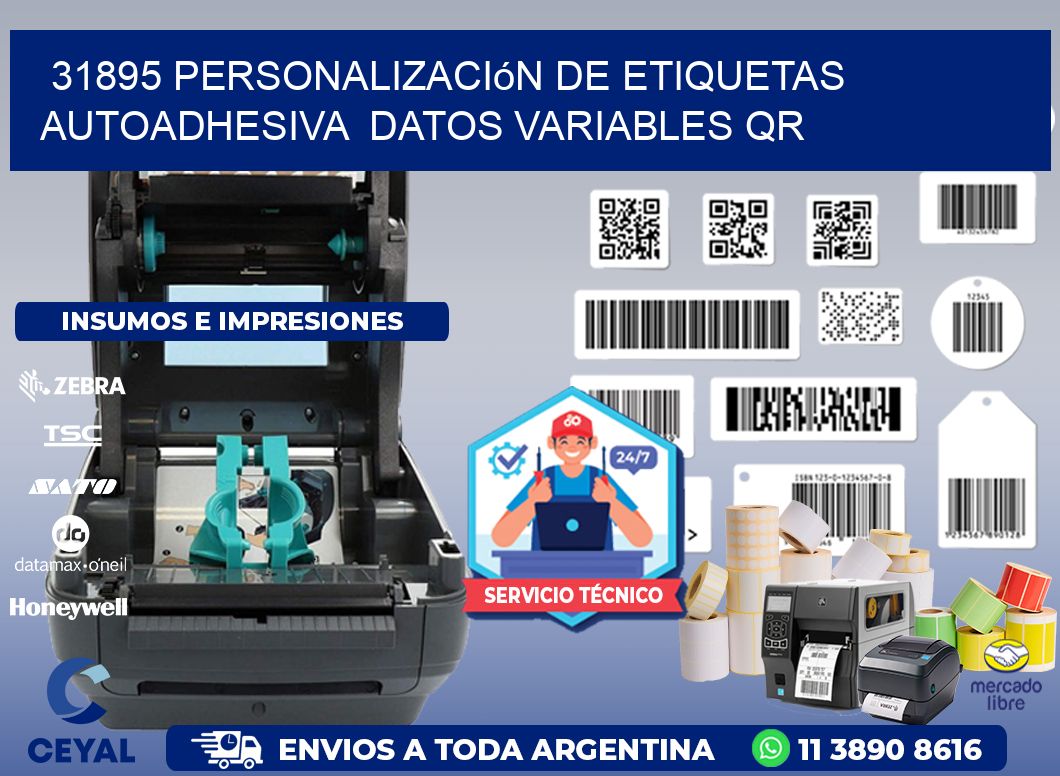 31895 Personalización de etiquetas autoadhesiva datos variables QR