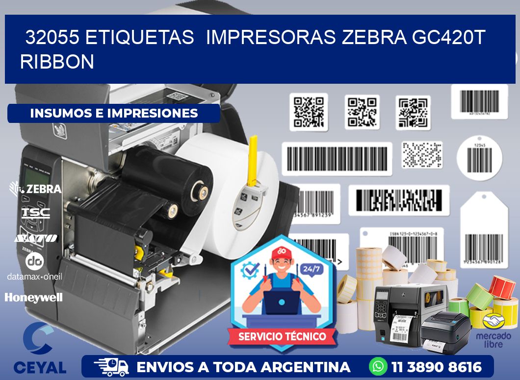 32055 etiquetas  impresoras zebra gc420t ribbon