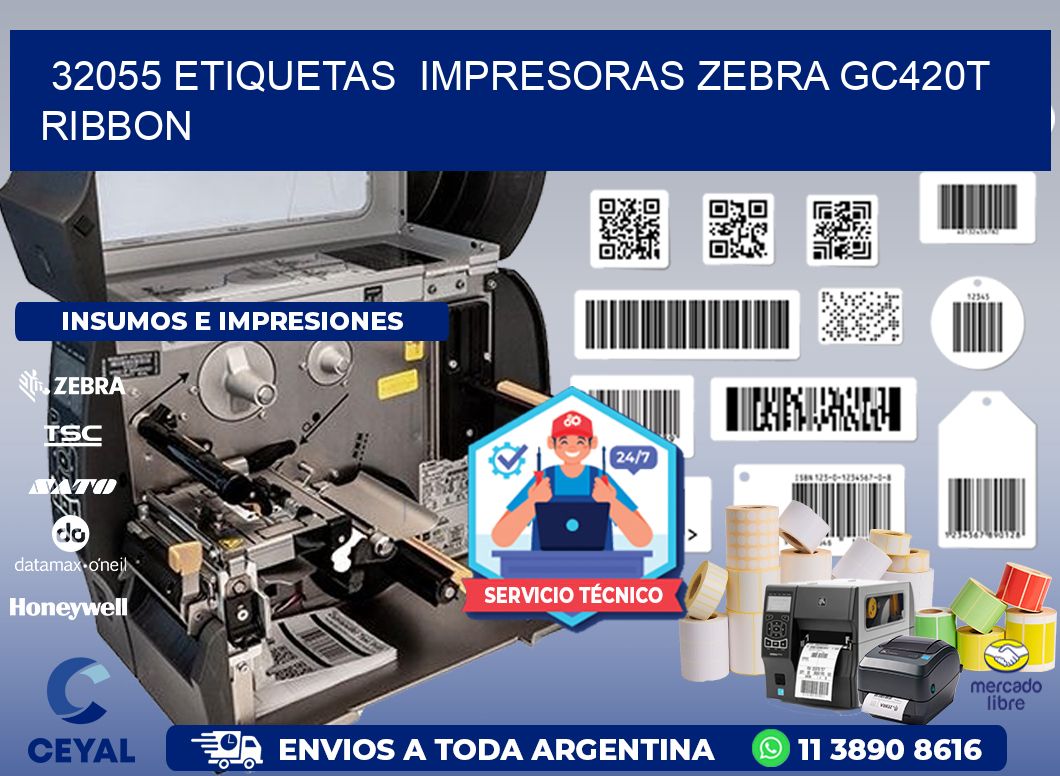 32055 etiquetas  impresoras zebra gc420t ribbon