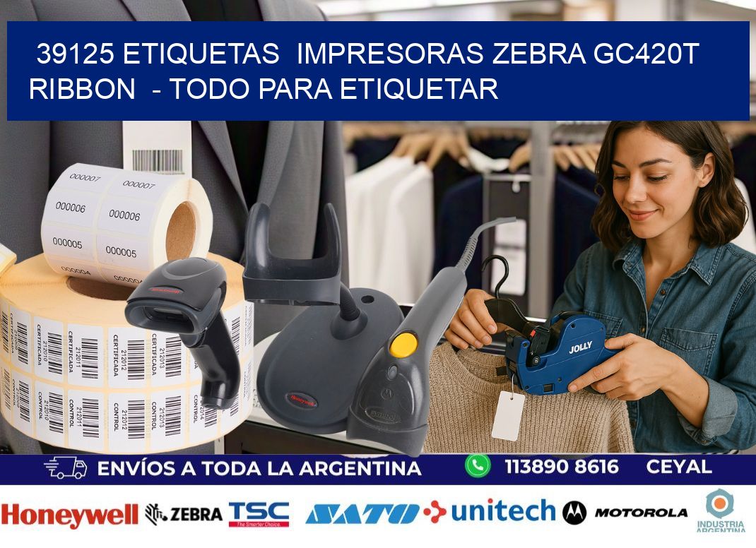 39125 etiquetas  impresoras zebra gc420t ribbon  – Todo para Etiquetar