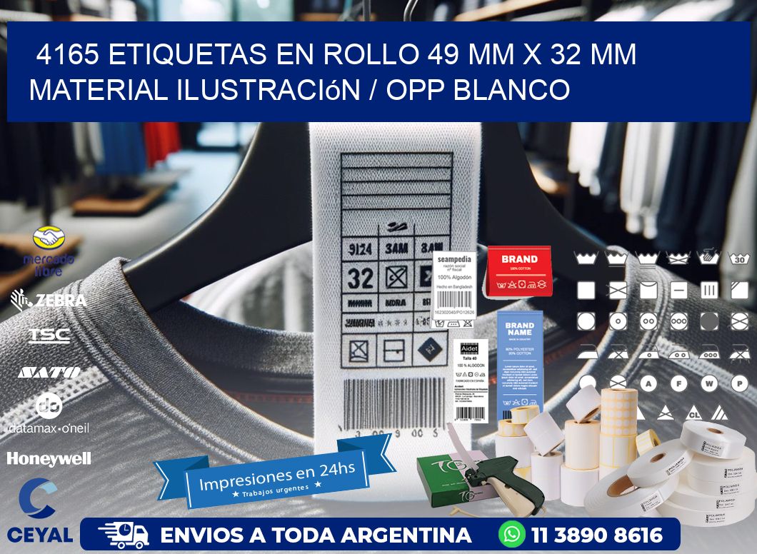 4165 Etiquetas en rollo 49 mm x 32 mm material Ilustración / OPP Blanco