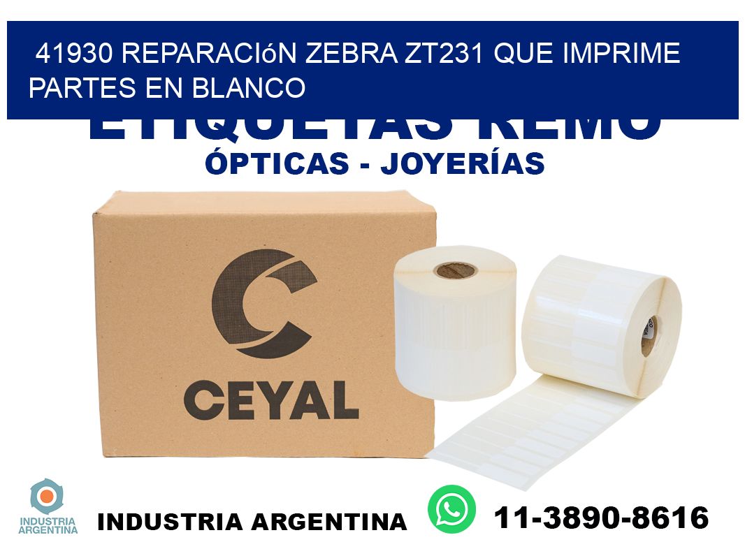 41930 reparación zebra zt231 que imprime partes en blanco
