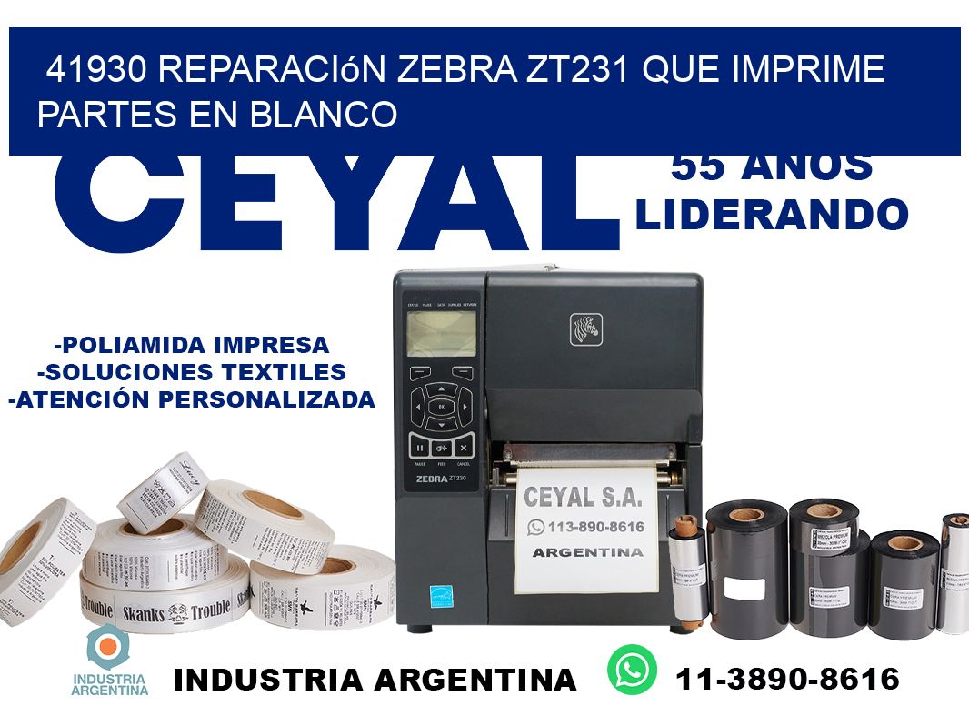 41930 reparación zebra zt231 que imprime partes en blanco