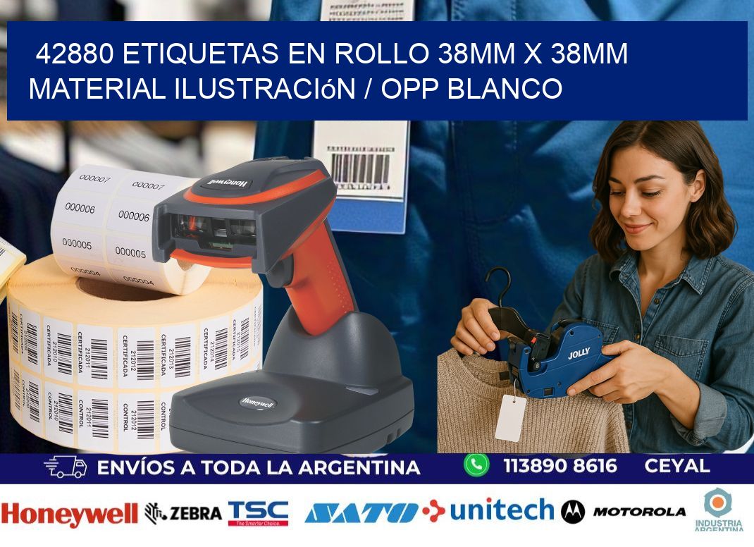 42880 Etiquetas en rollo 38mm x 38mm material Ilustración / OPP Blanco