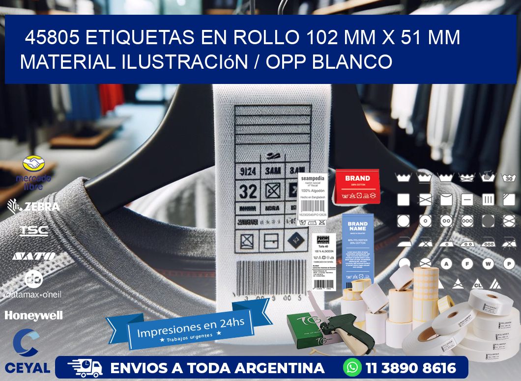45805 Etiquetas en rollo 102 mm x 51 mm material Ilustración / OPP Blanco