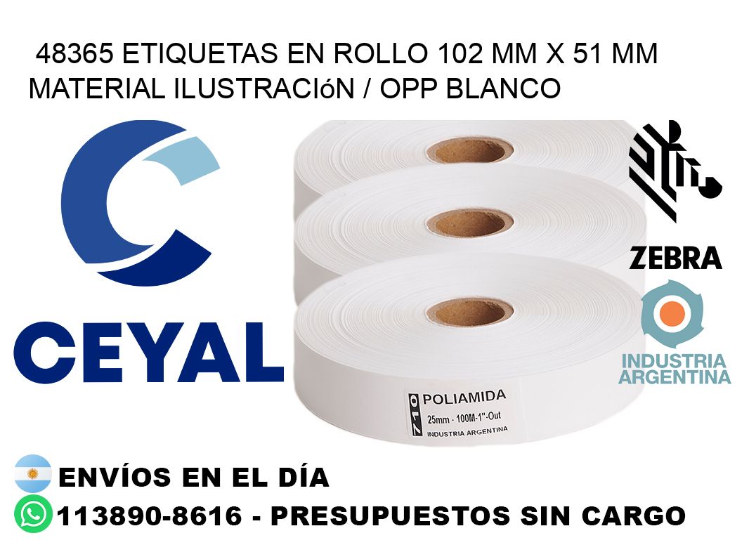 48365 Etiquetas en rollo 102 mm x 51 mm material Ilustración / OPP Blanco