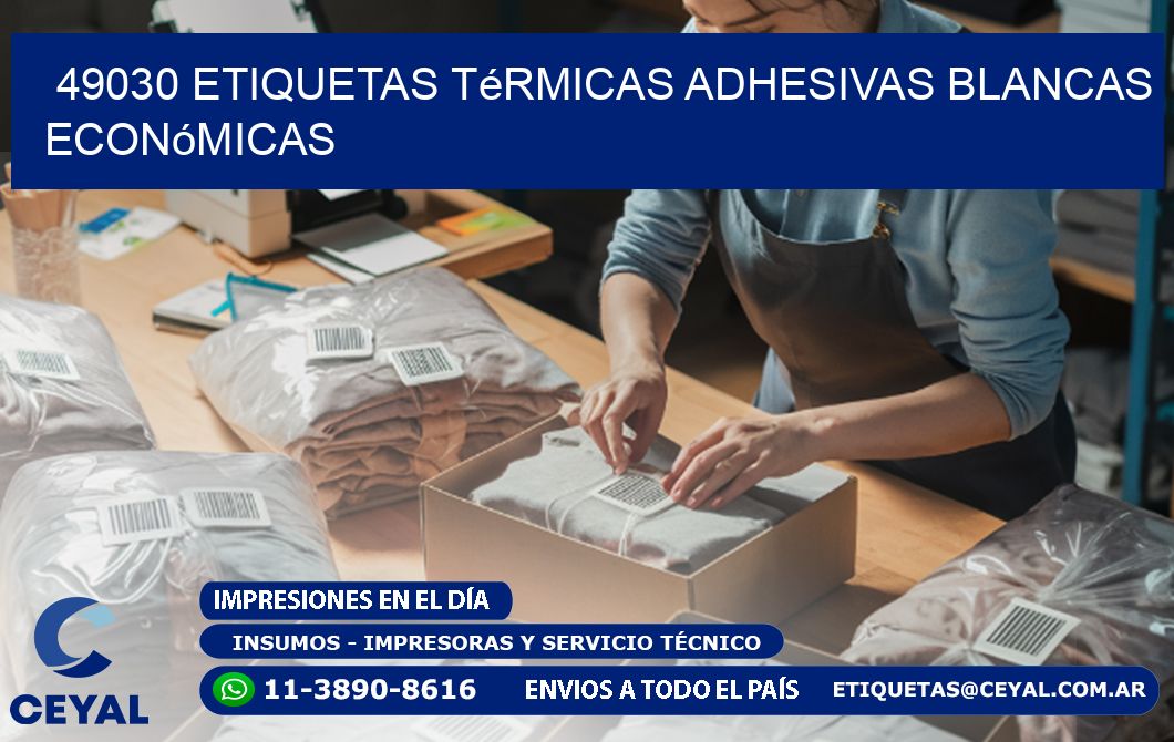 49030 etiquetas térmicas adhesivas blancas económicas