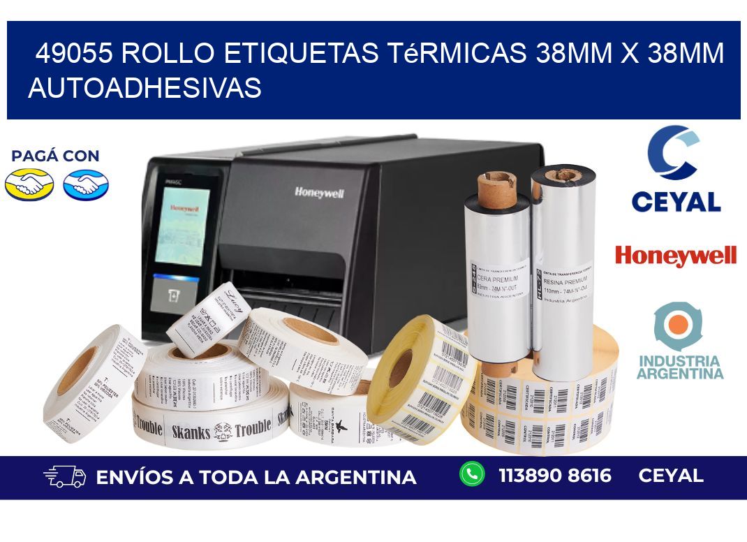 49055 Rollo Etiquetas Térmicas 38mm X 38mm Autoadhesivas