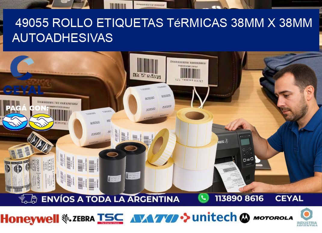 49055 Rollo Etiquetas Térmicas 38mm X 38mm Autoadhesivas