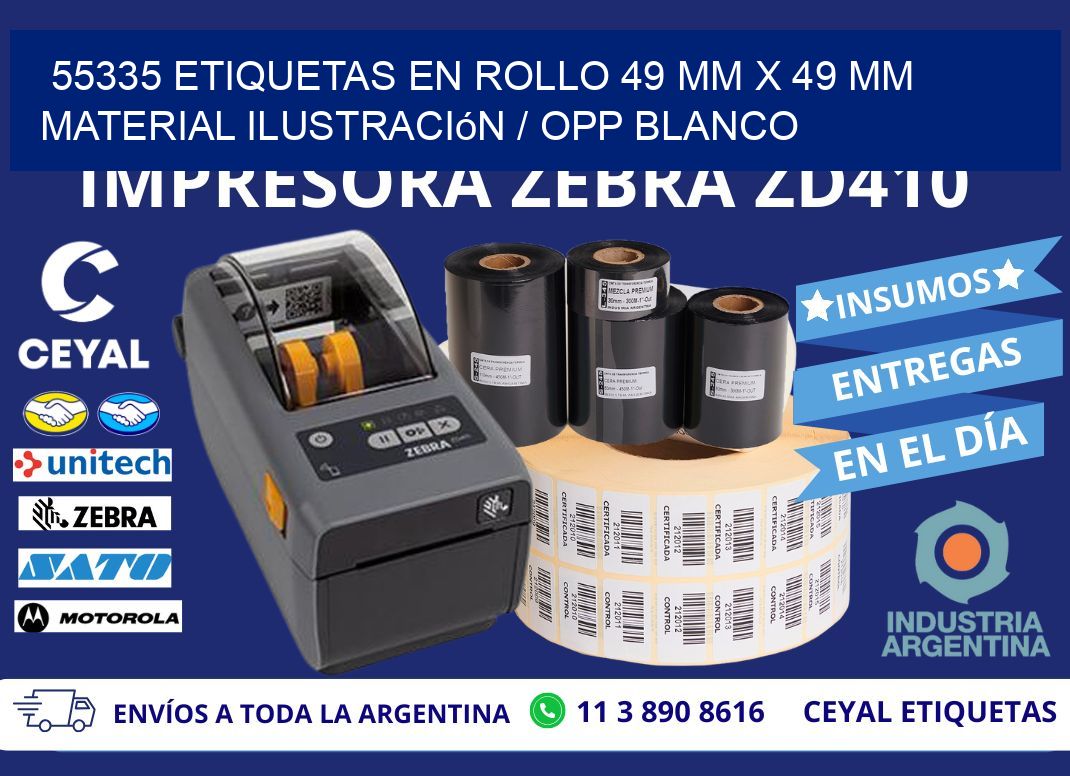 55335 Etiquetas en rollo 49 mm x 49 mm material Ilustración / OPP Blanco