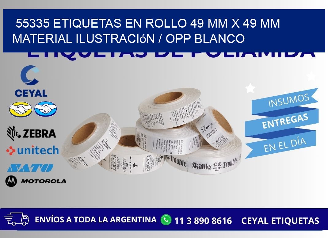 55335 Etiquetas en rollo 49 mm x 49 mm material Ilustración / OPP Blanco