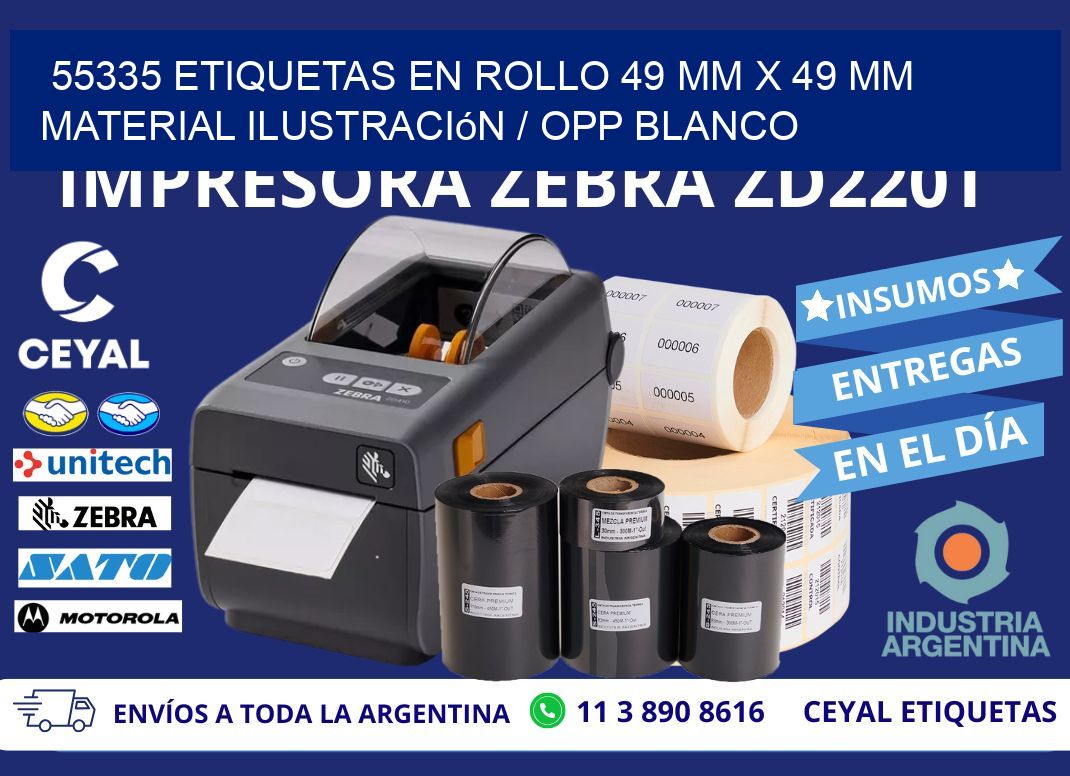 55335 Etiquetas en rollo 49 mm x 49 mm material Ilustración / OPP Blanco